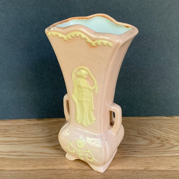 VTG Vase Cameo -like Handles Woman Ceramic Soft Pink - Picture 4 of 12
